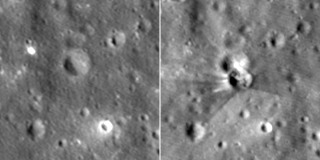 Out-of-control SpaceX rocket carved a 60-foot crater into the moon, NASA images reveal Out-of-control SpaceX rocket carved a 60-foot crater into the moon, NASA images reveal